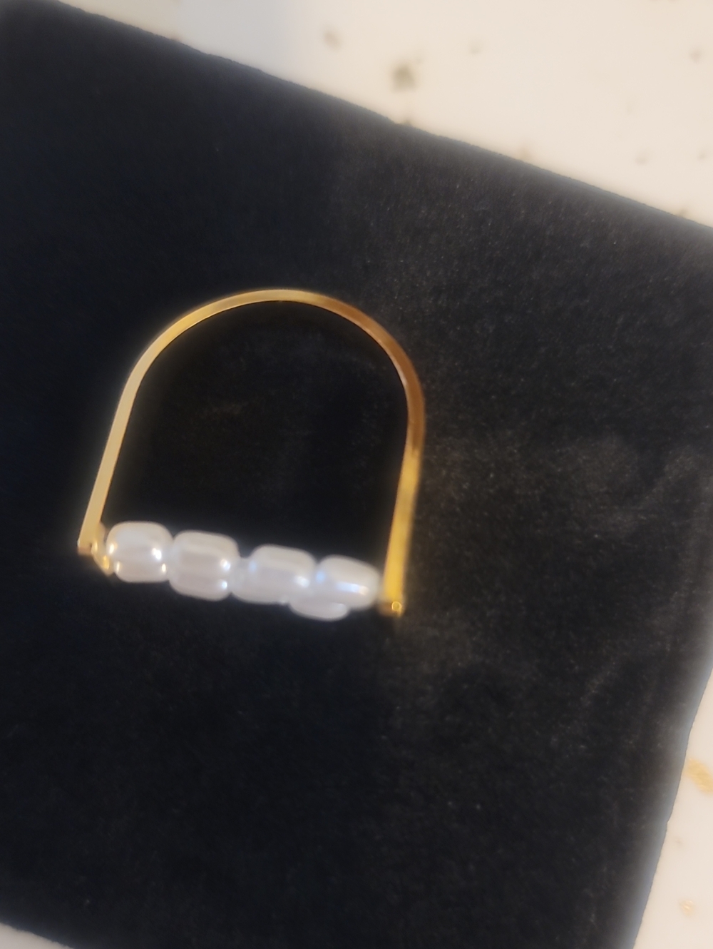 Gold Pearl Bar Minimalist Ring - Lolo's Jewelry